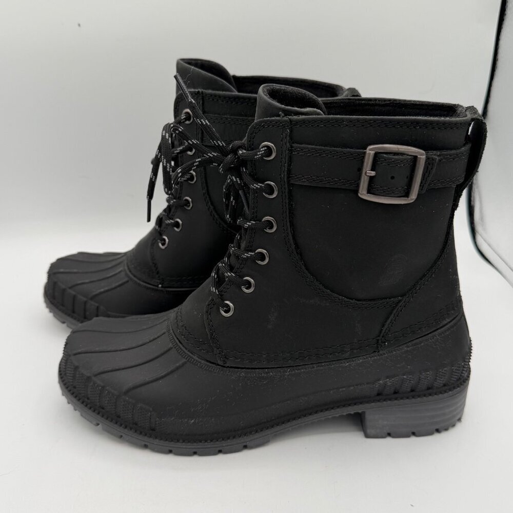 Women's sz 9 Kamik Evelyn black Leather Waterproof Insulated Duck Boots Winter - Picture 3 of 9